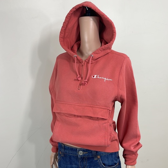 Champion Men’s Manorak Dusty Red Brick With Front Pouch Pocket Hoodie - Picture 8 of 16